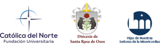 Logosímbolos de la Fundación Universitaria Católica del Norte, la Diócesis de Santa Rosa de Osos e Hijas de Nuestra señora de las Misericordias